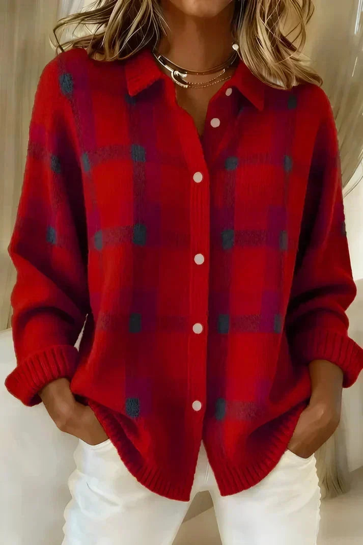 Haley™ | Cardigan en Tricot à Carreaux pour Femmes