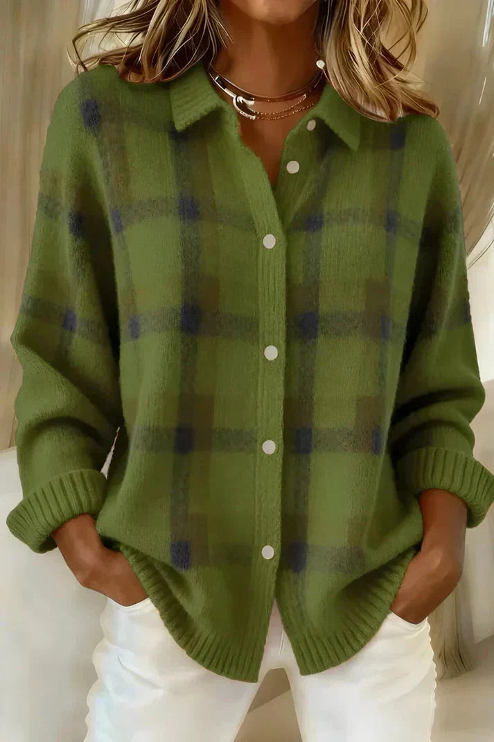 Haley™ | Cardigan en Tricot à Carreaux pour Femmes