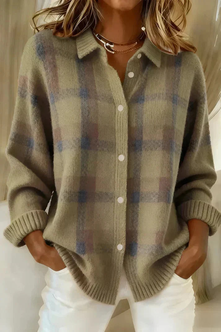 Haley™ | Cardigan en Tricot à Carreaux pour Femmes