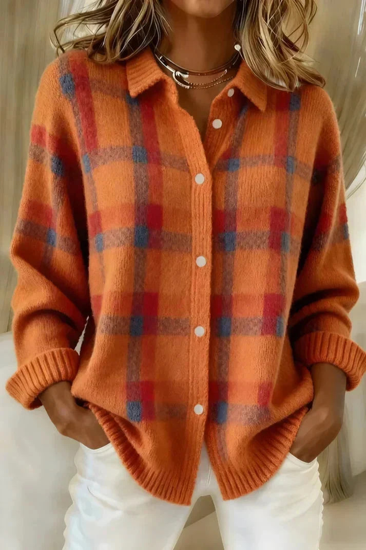 Haley™ | Cardigan en Tricot à Carreaux pour Femmes