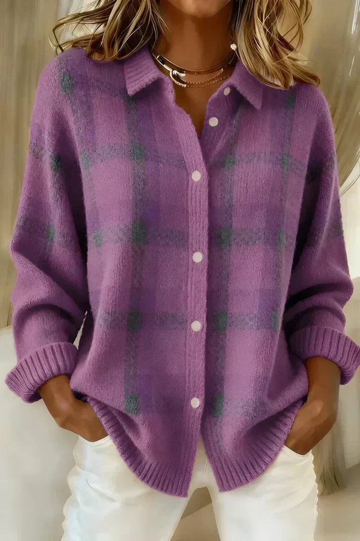 Haley™ | Cardigan en Tricot à Carreaux pour Femmes