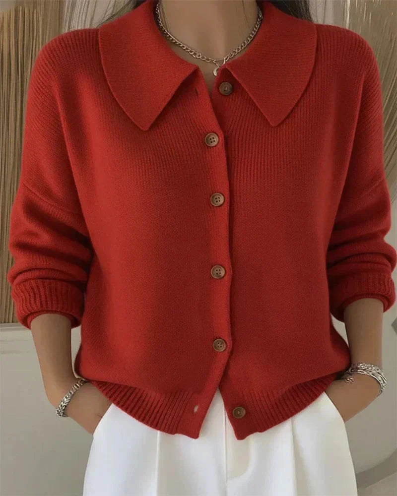 Amara™ | Cardigan Tricoté Classique à Col pour Femme