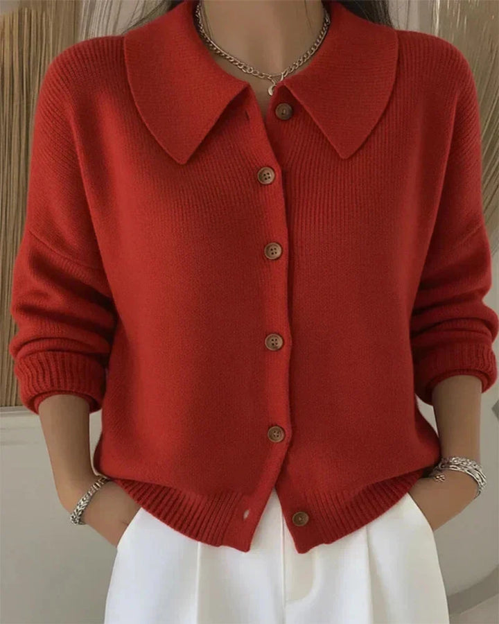 Amara™ | Cardigan Tricoté Classique à Col pour Femme