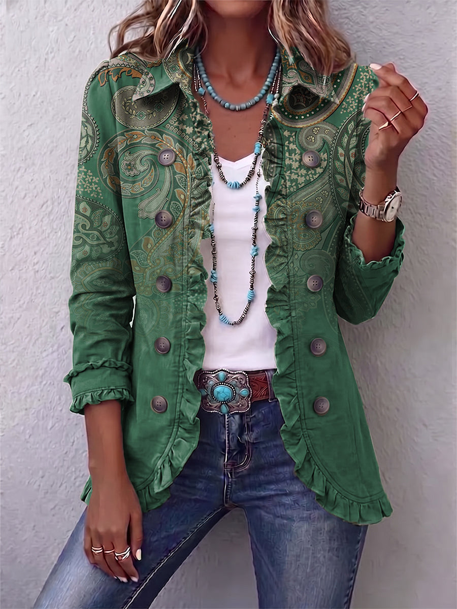 Jemara | Veste Ruffle Imprimé Paisley Bohémien