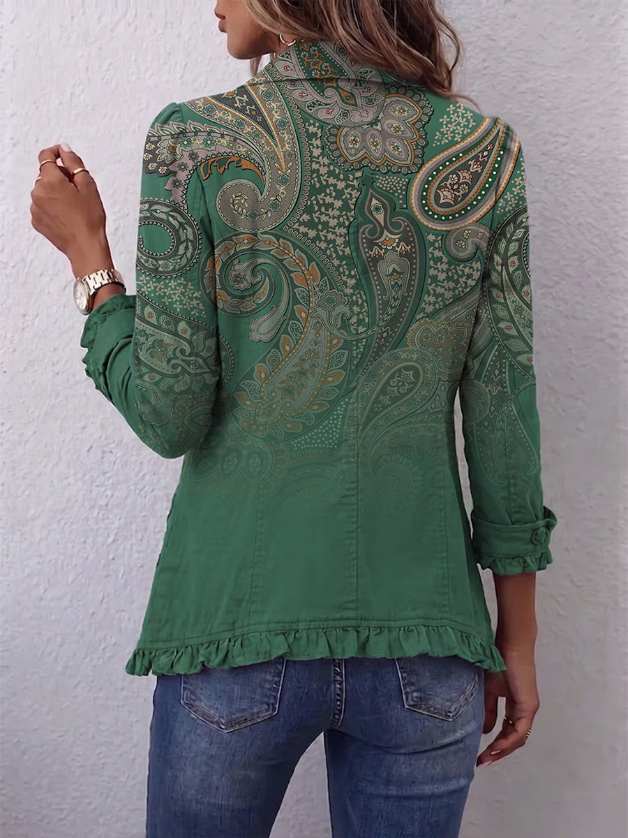 Jemara | Veste Ruffle Imprimé Paisley Bohémien