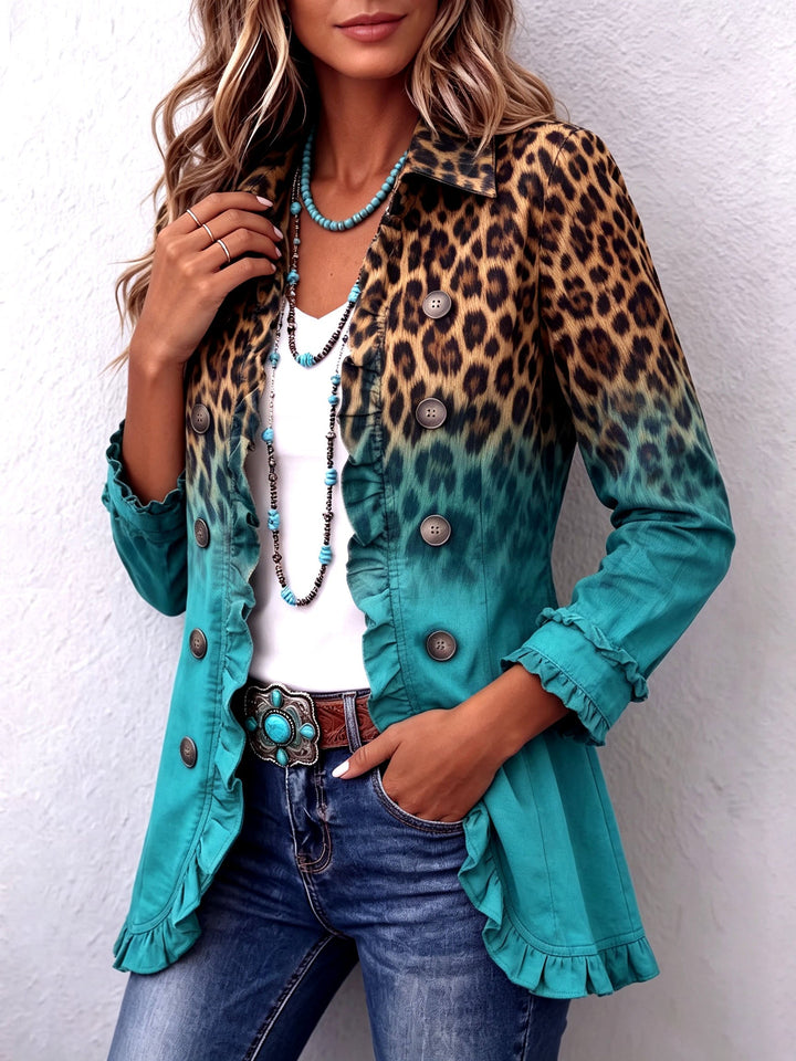 Elspeth | Veste Blazer à Volants Ombre Léopard