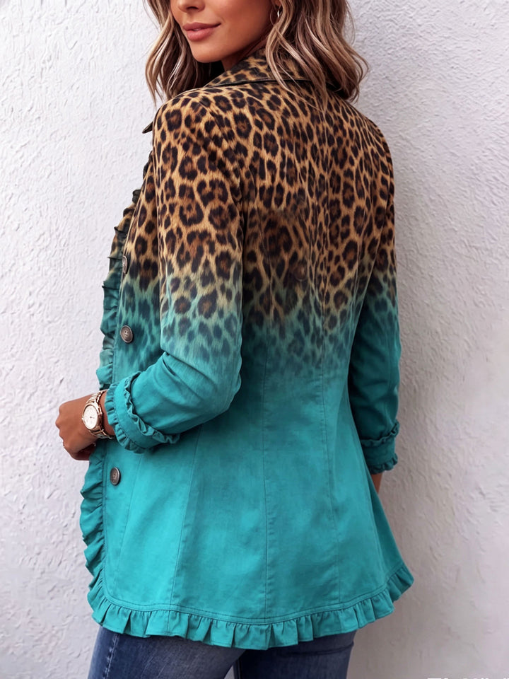 Elspeth | Veste Blazer à Volants Ombre Léopard