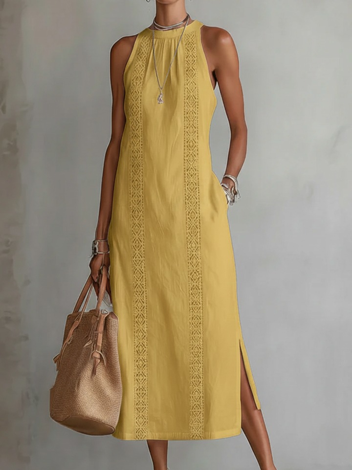 Jimena | Robe Midi Élégante à Col Mao