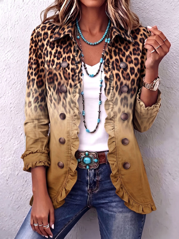 Elspeth | Veste Blazer à Volants Ombre Léopard