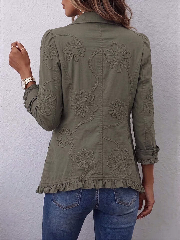 Kamberly | Veste utilitaire à volants brodée florale Boho-Chic