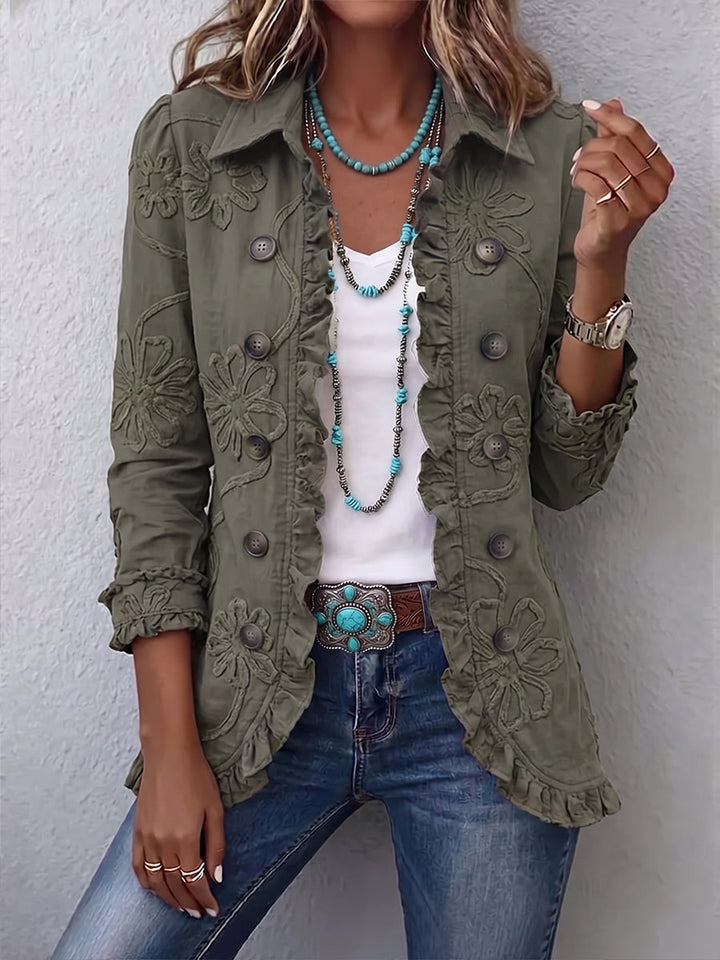 Kamberly | Veste utilitaire à volants brodée florale Boho-Chic