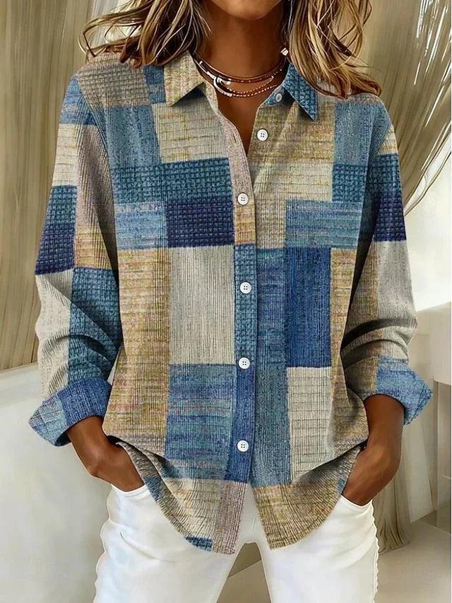 Merritt™ | Blouse Boutonnée en Patchwork Vintage