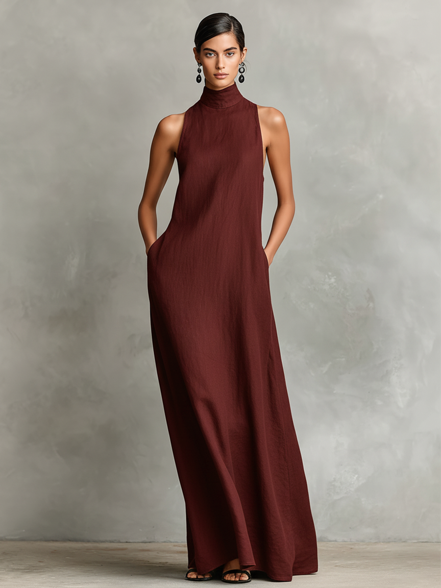 Chiara | Robe Maxi à Col Montant