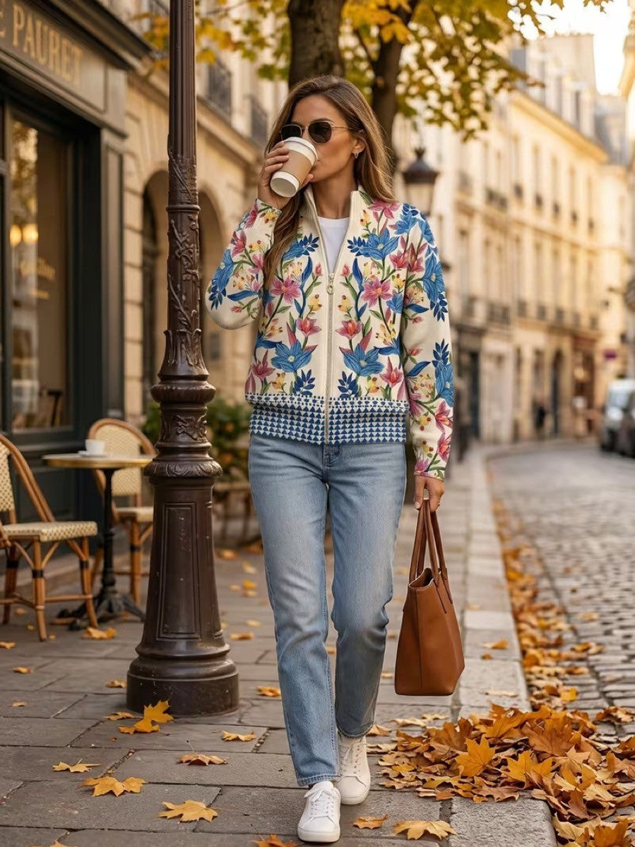 Tabitha™ | Cardigan zippé floral de jardin botanique