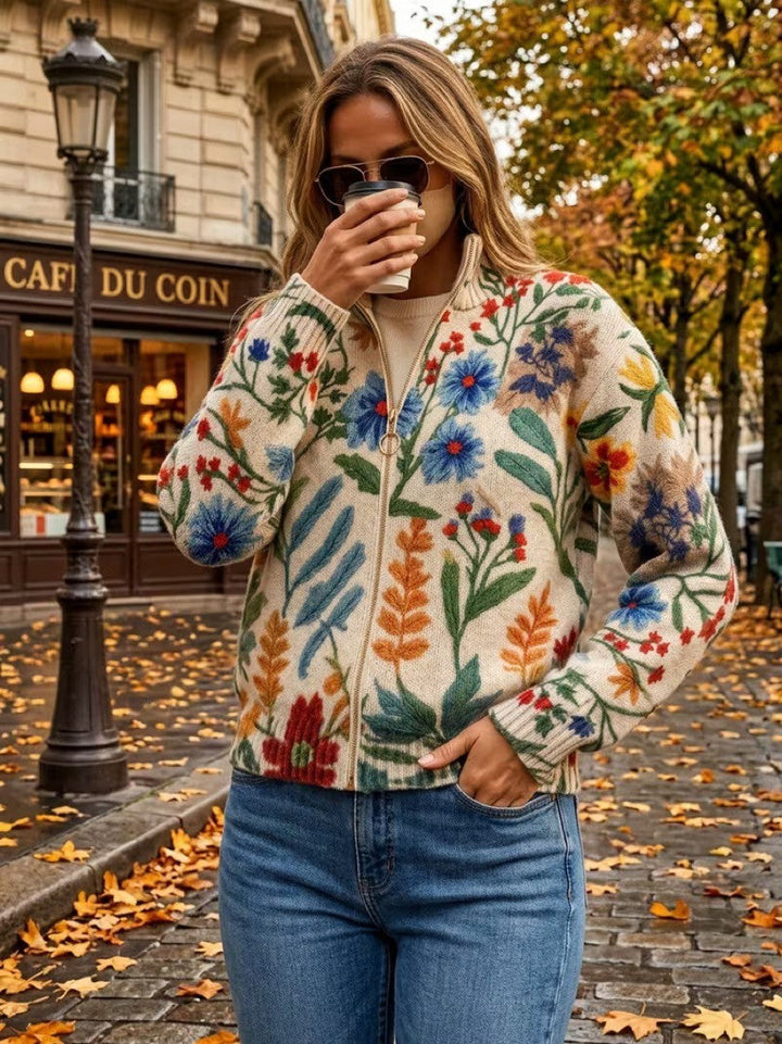 Tabitha™ | Cardigan zippé floral de jardin botanique