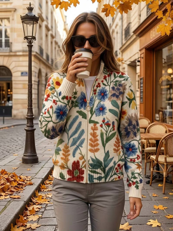 Tabitha™ | Cardigan zippé floral de jardin botanique