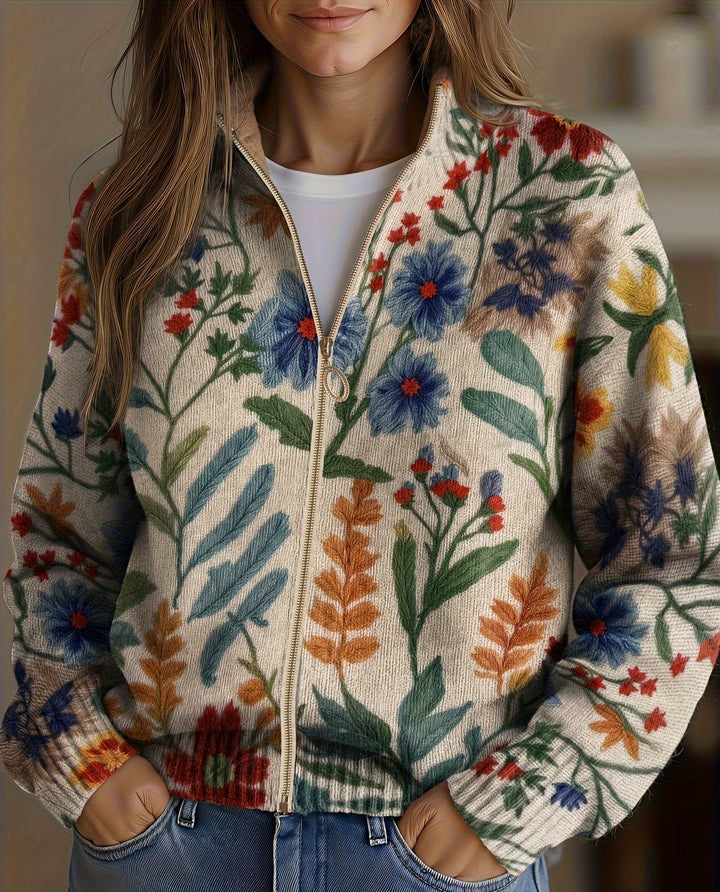 Tabitha™ | Cardigan zippé floral de jardin botanique