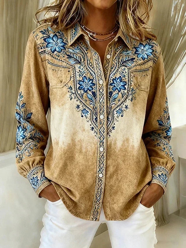 Tucson™ | Blouse à Boutons Florale Vintage Western