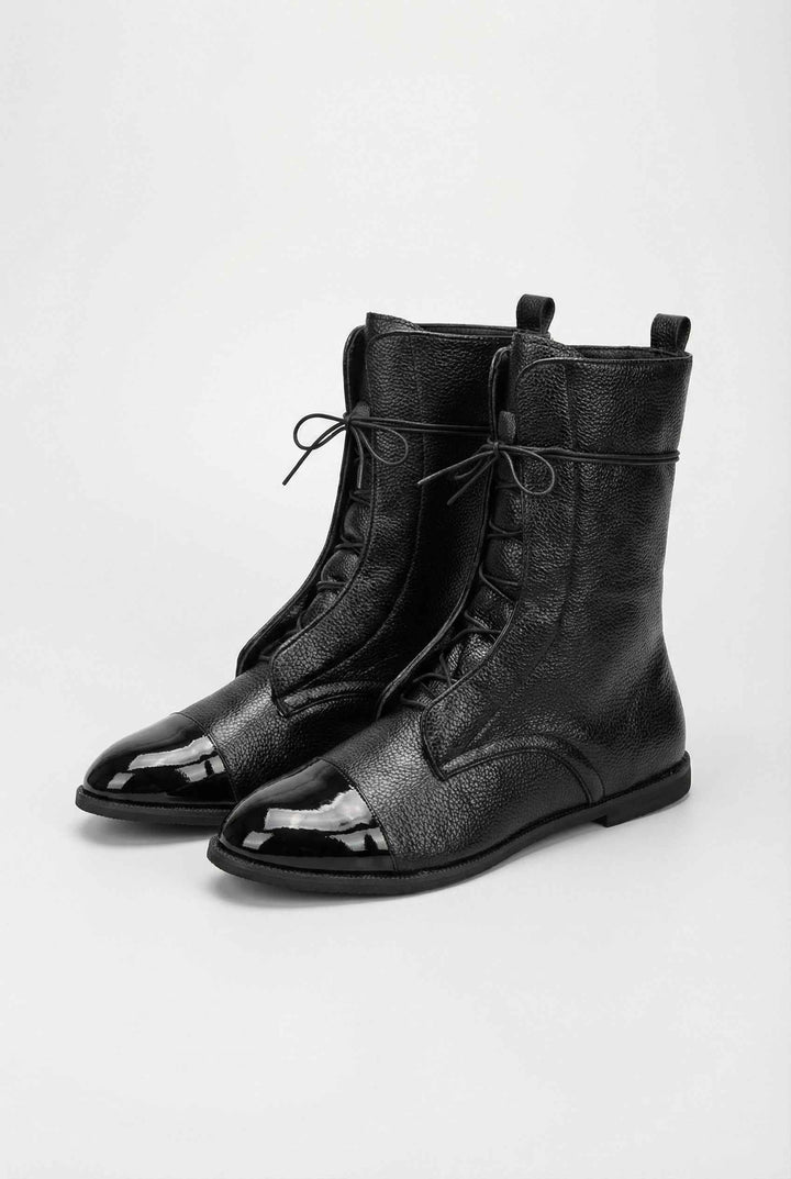 Maëlle | Bottines Noires Élégantes à Lacets