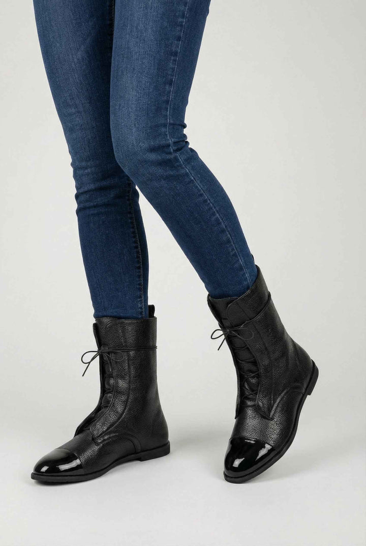 Maëlle | Bottines Noires Élégantes à Lacets