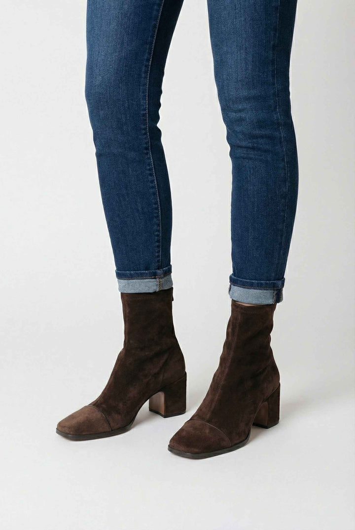 Éléonore | Bottines Marron Foncé à Talon Bloc