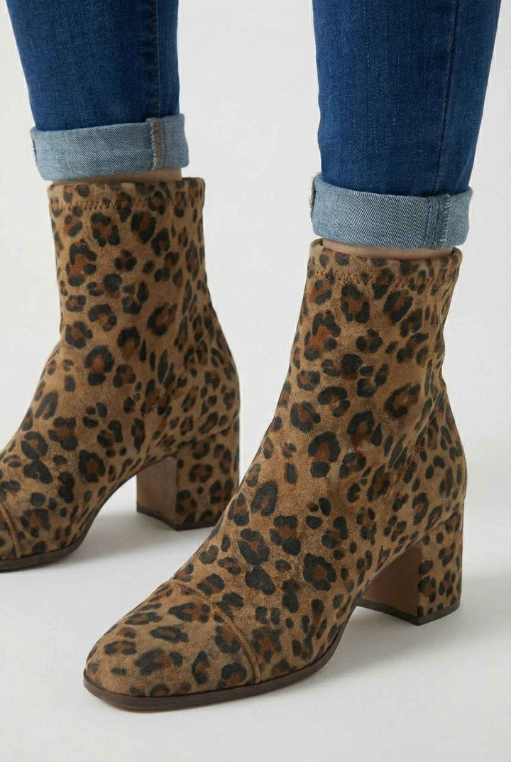 Faustine | Bottines Léopard à Talon Rétro