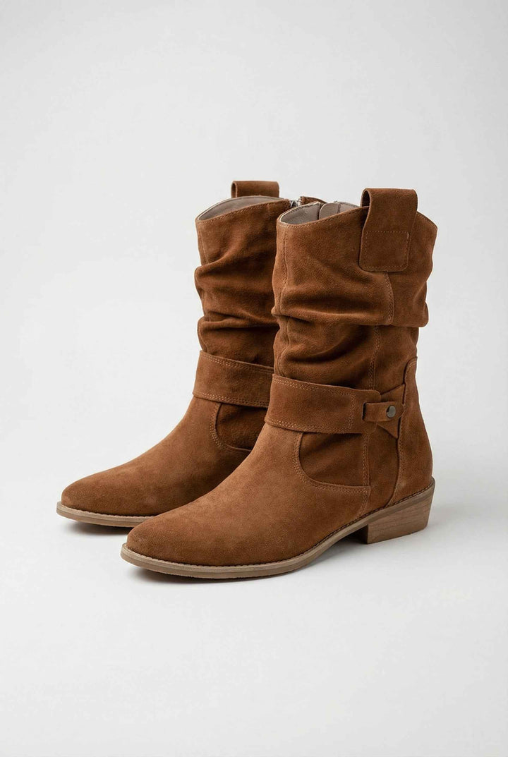Éveline | Bottines Camel au Style Rétro