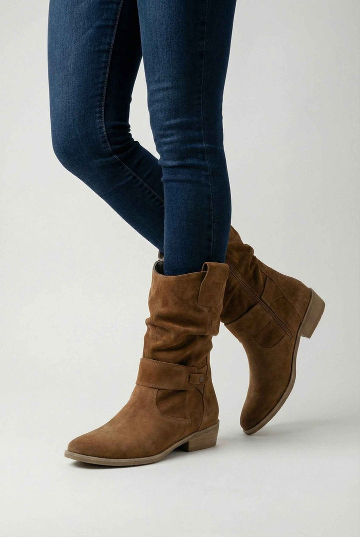 Éveline | Bottines Camel au Style Rétro