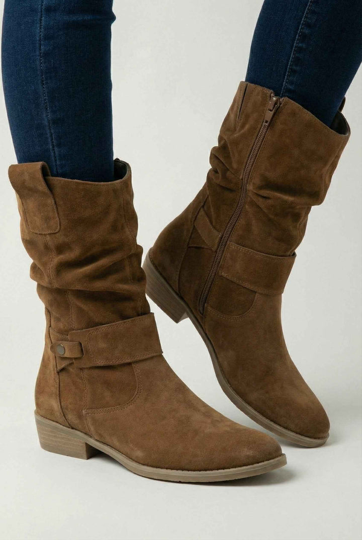 Éveline | Bottines Camel au Style Rétro
