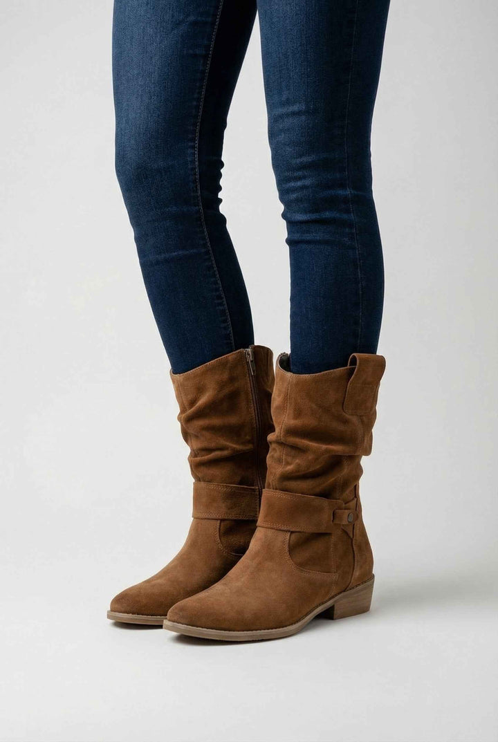 Éveline | Bottines Camel au Style Rétro